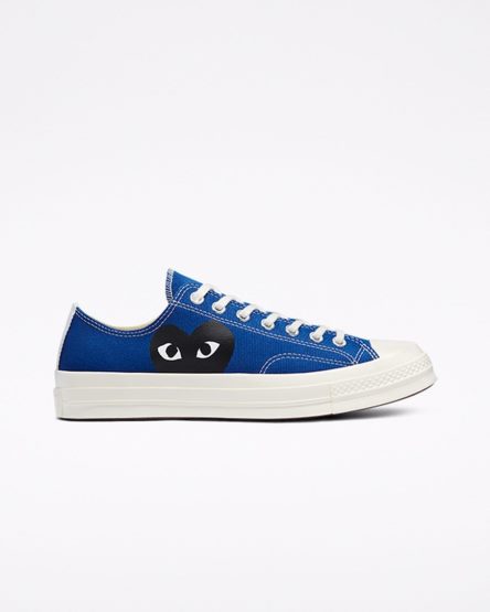 Men's Converse x Comme des Garçons PLAY Chuck 70 Low Top Shoes Blue / Black | AU 1046CS